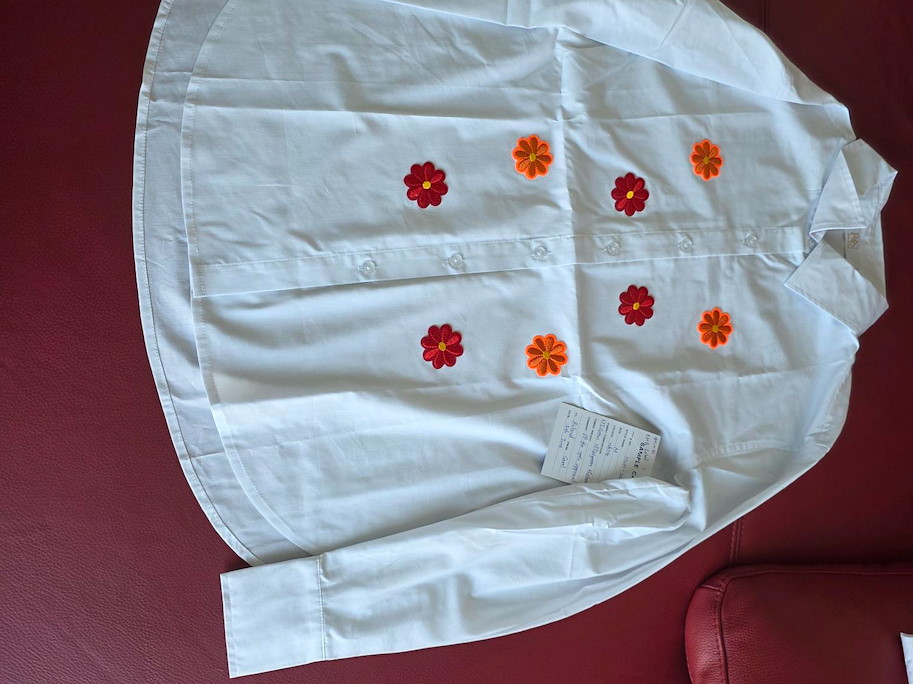 NICOLE Flower Elegance Bluse Weiß