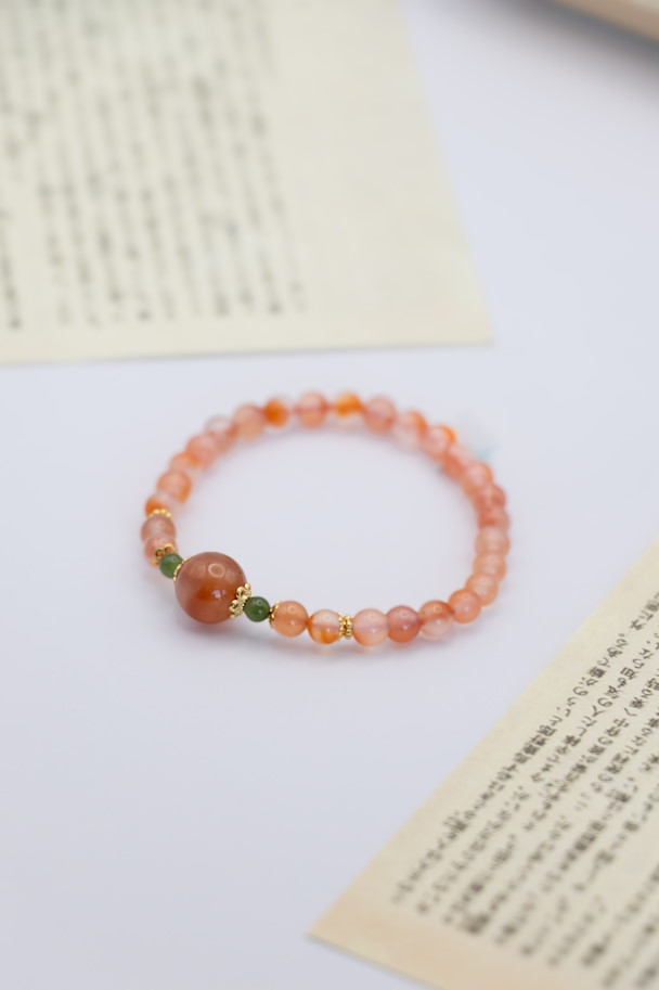 XIAO YU – Armband aus Südlichem Roten Achat & Grünem Jaspis