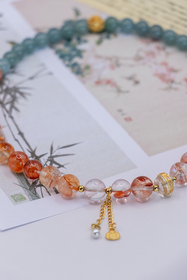 Mei Xiu – Armband aus Roter Feuerachat & Jade der Klasse A