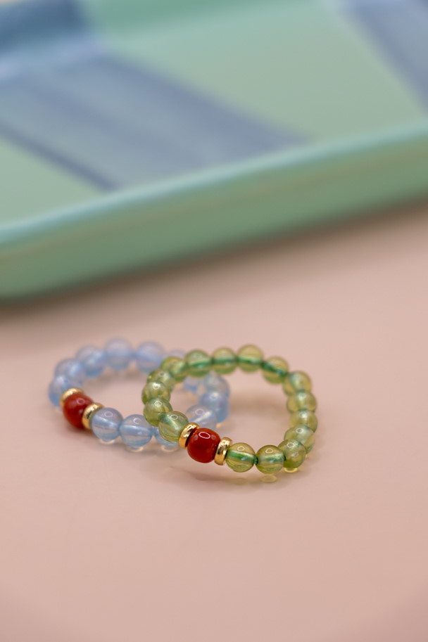 Hai Lan – Ring aus Natürlichem Aquamarin & Roter Achat