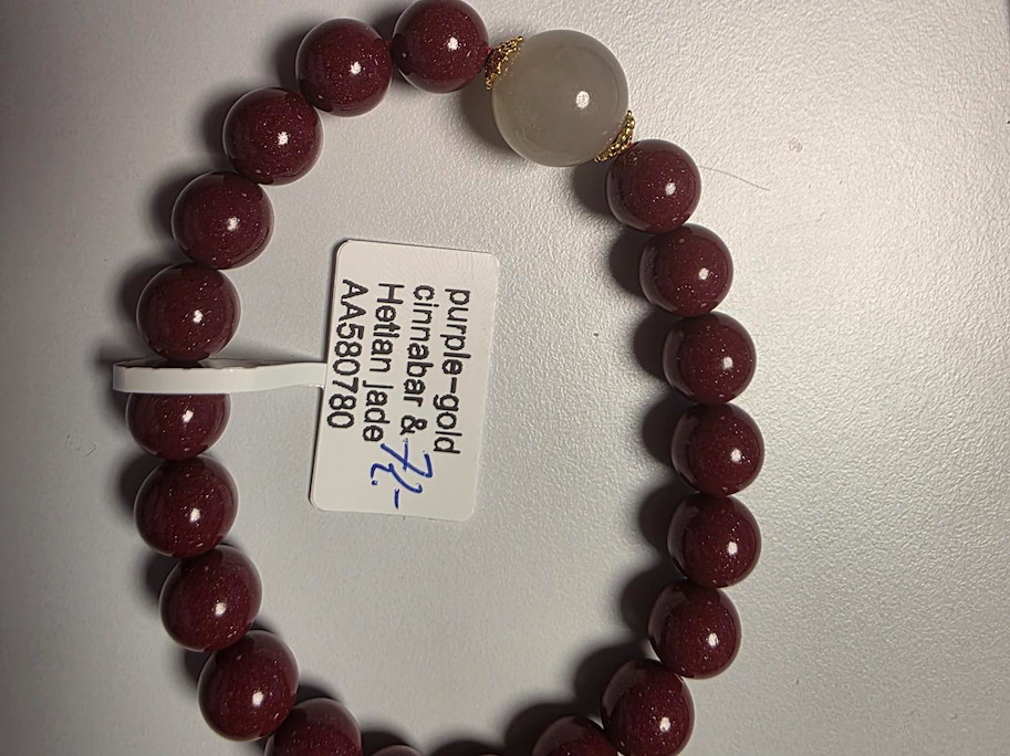Armband mit Lila Gold Zinnober und Hetian Jade
